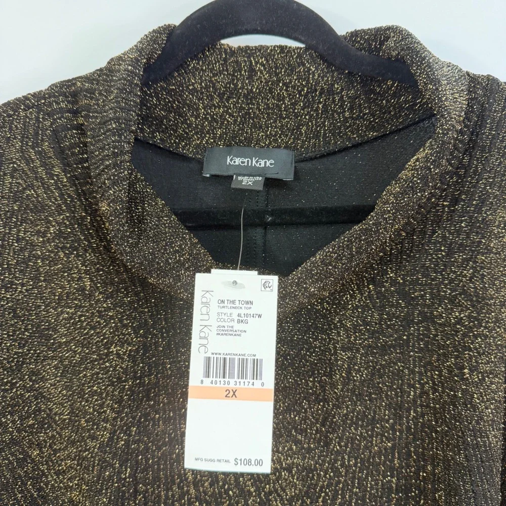Karen Kane On The Town Turtle Neck Metallic Knit Top 2X NWT Quiet‎ Luxury